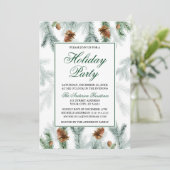 Invitation Aquarelle Verdure Pine Cône Fête de Vacances (Debout devant)