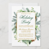 Invitation Aquarelle Verdure Pine de Vacances Gold (Devant)