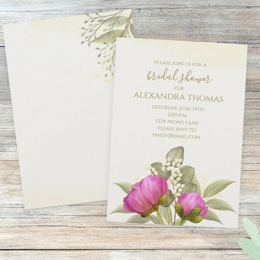 Invitation Aquarelle Verdure pivoine Aquarelle florale