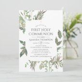 Invitation Aquarelle Verdure Première Communion sainte (Debout devant)