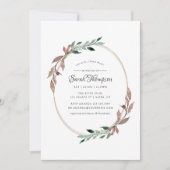 Invitation Aquarelle Verdure rustique Fête des mariées d'hive (Devant)