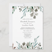 Invitation Aquarelle Verdure rustique Mariage d'hiver (Devant)