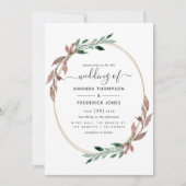 Invitation Aquarelle Verdure rustique Mariage d'hiver (Devant)