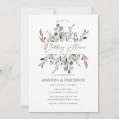 Invitation Aquarelle Verdure rustique Mariage hiver Douche (Devant)