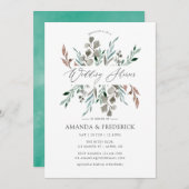 Invitation Aquarelle Verdure rustique Mariage hiver Douche (Devant / Derrière)
