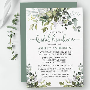 Invitation Aquarelle Verdure Sage Green Bridal Luncheon