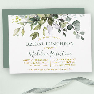 Invitation Aquarelle Verdure Sage Vert Or Bridal Déjeuner