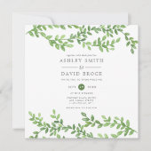 Invitation Aquarelle Verdure Vins Mariage moderne (Devant)