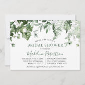 Invitation Aquarelle Verdure Vivy Ferns Sage Douche verte (Devant)