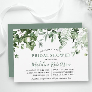 Invitation Aquarelle Verdure Vivy Ferns Sage Douche verte