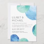 Invitation Aquarelle Verre de mer Abstrait Turquoise Mariage  (Devant)