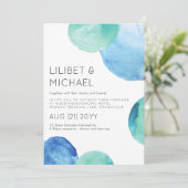 Invitation Aquarelle Verre de mer Abstrait Turquoise Mariage  (Debout devant)