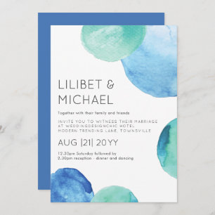 Invitation Aquarelle Verre de mer Abstrait Turquoise Mariage