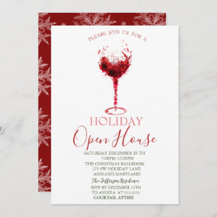 Invitation Aquarelle Verre Snowflakes Open House