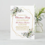 Invitation Aquarelle Vert Berries Noël Rouge Or (Debout devant)