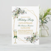 Invitation Aquarelle Vert Berries Vacances Or Vert (Debout devant)