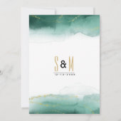 Invitation Aquarelle vert blanc or parties scintillant Mariag (Dos)