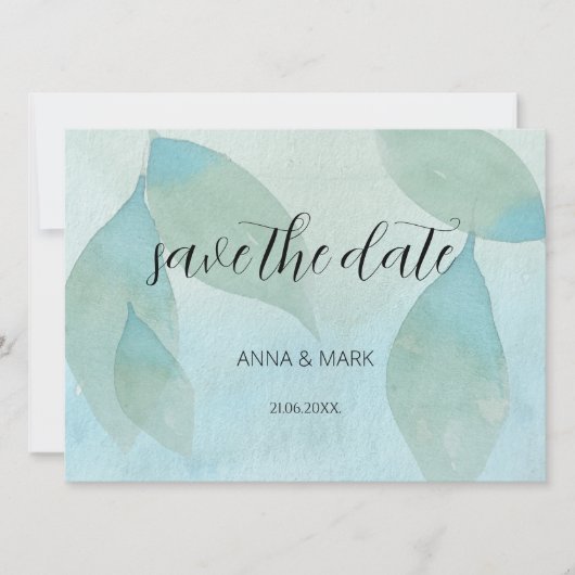 Invitation Aquarelle vert bleu océan transparent Original (Devant)