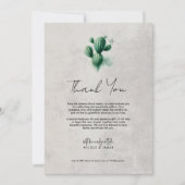 Invitation Aquarelle Vert Cactus Gris Mariage Merci (Devant)
