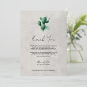 Invitation Aquarelle Vert Cactus Gris Mariage Merci (Debout devant)