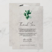 Invitation Aquarelle Vert Cactus Gris Mariage Merci (Devant / Derrière)