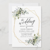 Invitation Aquarelle Vert Calligraphie Geo Sage Vert (Devant)