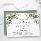 Invitation Aquarelle Vert Calligraphie Sage Vert Mariage