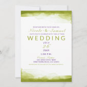 Invitation Aquarelle Vert Chartreuse Mariage Moderne Chic (Devant)