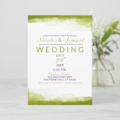 Invitation Aquarelle Vert Chartreuse Mariage Moderne Chic (Debout devant)