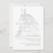 Invitation Aquarelle Vert doux Mariage robe Fête des mariées (Devant)