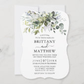 Invitation Aquarelle Vert Dusty Blue Bracket (Devant)