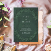 Invitation Aquarelle vert émeraude Mariage de lauriers specta