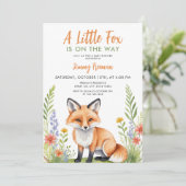 Invitation Aquarelle Vert et Brown Baby shower Fox mou (Debout devant)