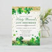Invitation Aquarelle Vert et or Shamrock 21e anniversaire (Debout devant)