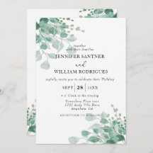 Aquarelle Vert Eucalyptus Floral Mariage