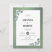 Invitation Aquarelle vert Eucalyptus Mariage (Devant)