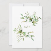 Invitation Aquarelle Vert Eucalyptus Mariage de feuillage (Dos)