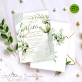 Invitation Aquarelle Vert Eucalyptus Mariage de feuillage