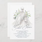 Invitation Aquarelle Vert Fête des mariées Mariage robe (Devant / Derrière)