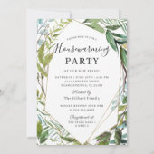 Invitation Aquarelle vert Fête du réchauffement de la maison  (Dos)