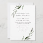 Invitation Aquarelle vert feuille Mariage vert printemps (Devant)