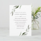 Invitation Aquarelle vert feuille Mariage vert printemps (Debout devant)