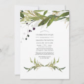 Invitation Aquarelle Vert feuillu Célébration de la vie (Devant)