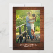 Invitation Aquarelle Vert Fleurs de soleil Bois Mariage photo (Dos)