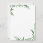 Invitation Aquarelle Vert Fleurs Fille Baptême (Dos)