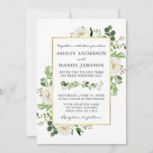 Invitation Aquarelle vert Floral Photo Retour Mariage (Devant)