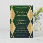 Invitation Aquarelle vert foncé or parties scintillant diaman (Debout devant)