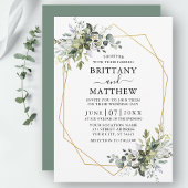 Invitation Aquarelle Vert Geo Cadre Sage Vert