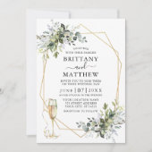 Invitation Aquarelle Vert Geo Cadre Verre Sage Vert (Devant)