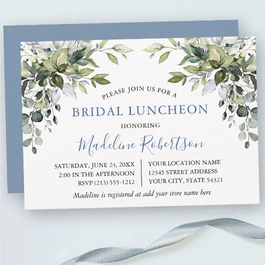 Invitation Aquarelle vert nuptiale déjeuner nuptiale Dusty bl